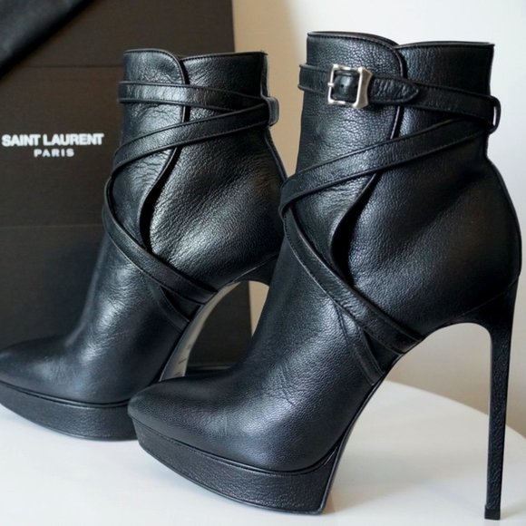 EUC Saint Laurent Leather Ankle Boots SZ 9.5 - Picture 1 of 16